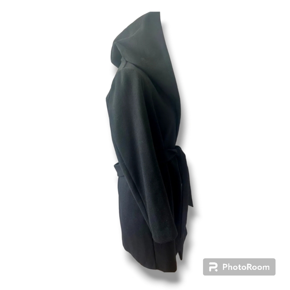 FREE SHIPPING 📬 Zara Hooded Belted Black Coat XSmall - Picture 4 of 7